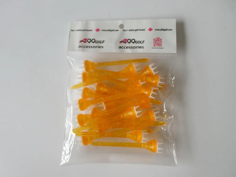 A99 Golf 20pcs 2 3/4" Crown Top Booster Tees No Friction Yellow Plastic Crown Shape Claw Cushion Top Lift Tees