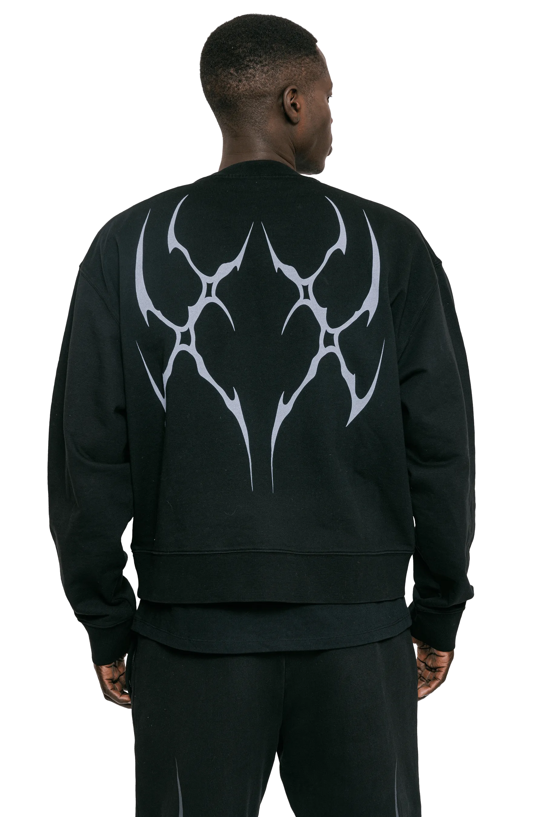 BOXY SWEATER GRAY VEINS GRAPHIC - Black