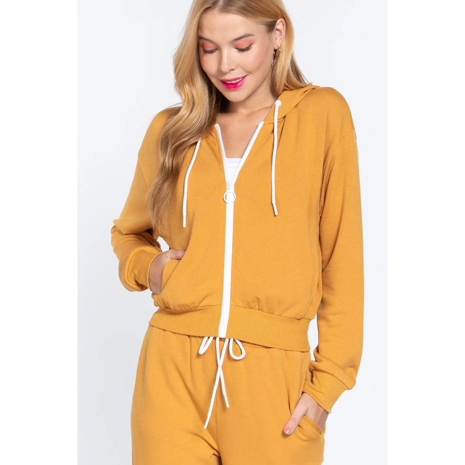 Camel Yellow Fleece Juniors Hoodie