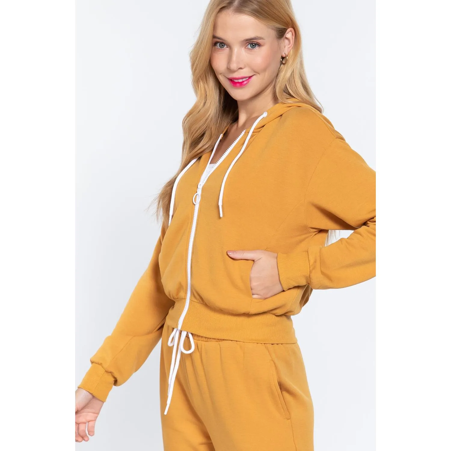 Camel Yellow Fleece Juniors Hoodie