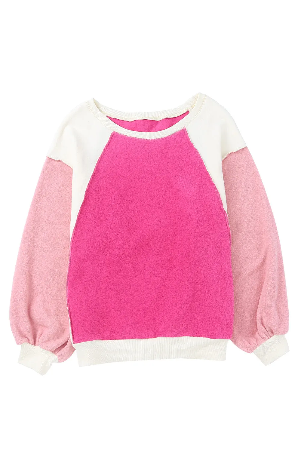 Colorblock Long Sleeve Pullover Fleece Sweatshirt
