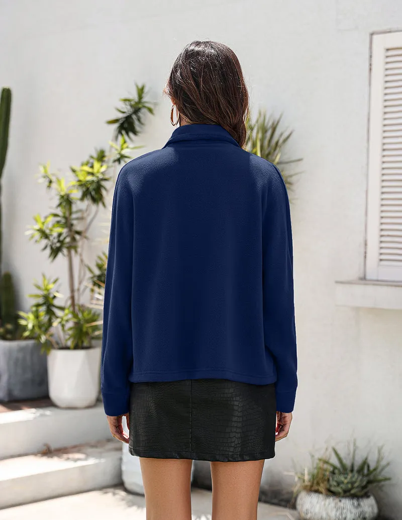 Ekouaer Fleece Lapel Collar Cardigan (US Only)