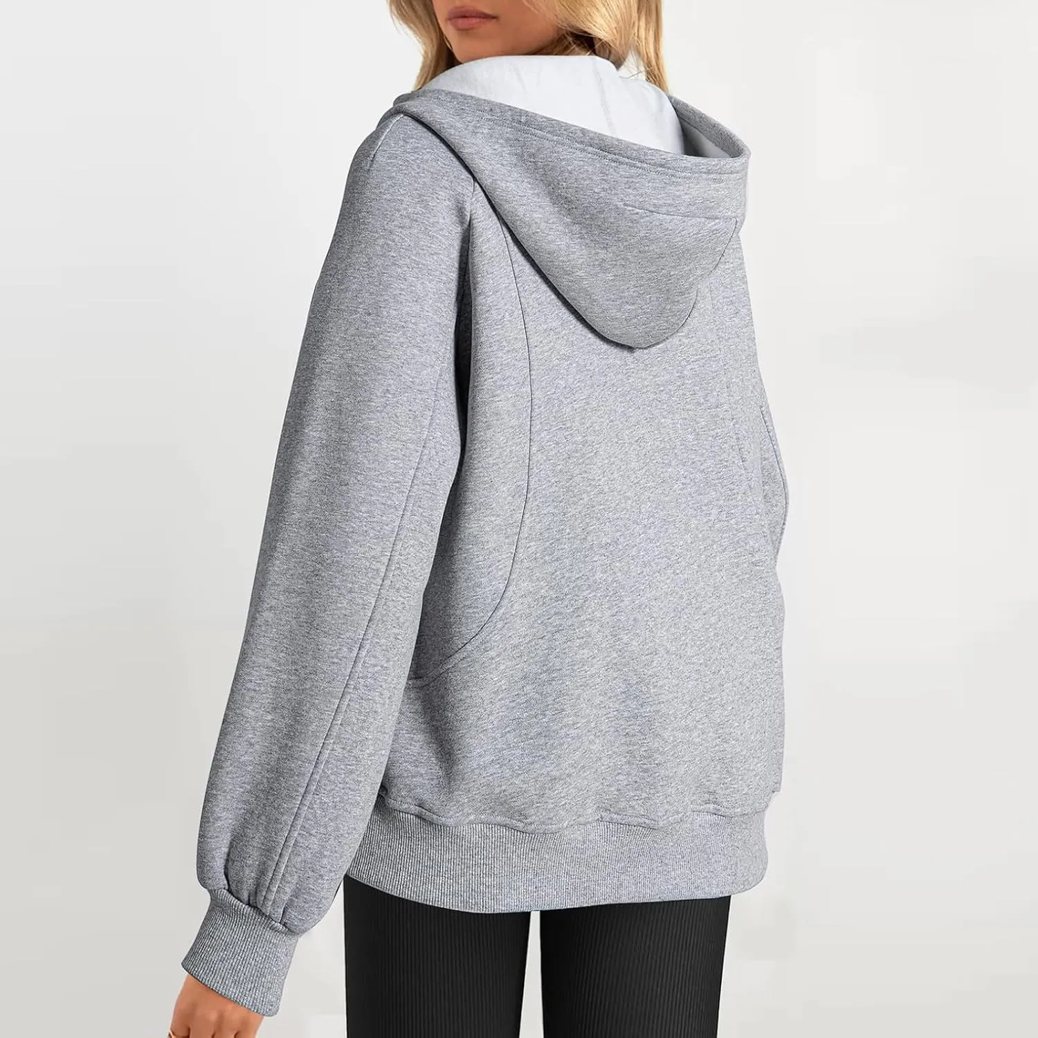 Half Zip Pullover Women Raglan Sleeve Hooded Fleece Sweatshirt with Pockets Relaxed Fit Oversized Hoodies Preppy Tops