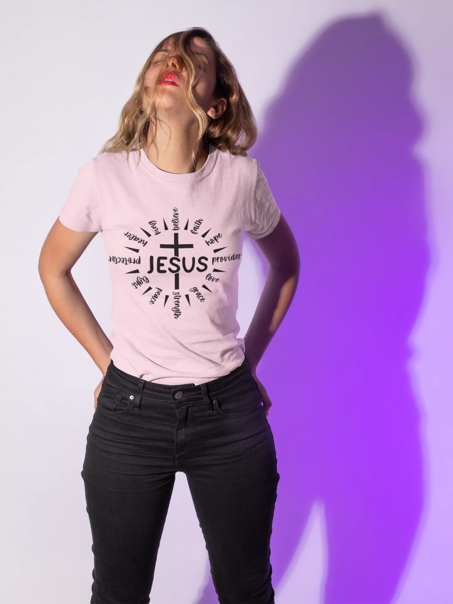Jesus T-Shirt  Christian Faith Shirt with Cross Graphic | Scripture-Inspired Tee for Women
