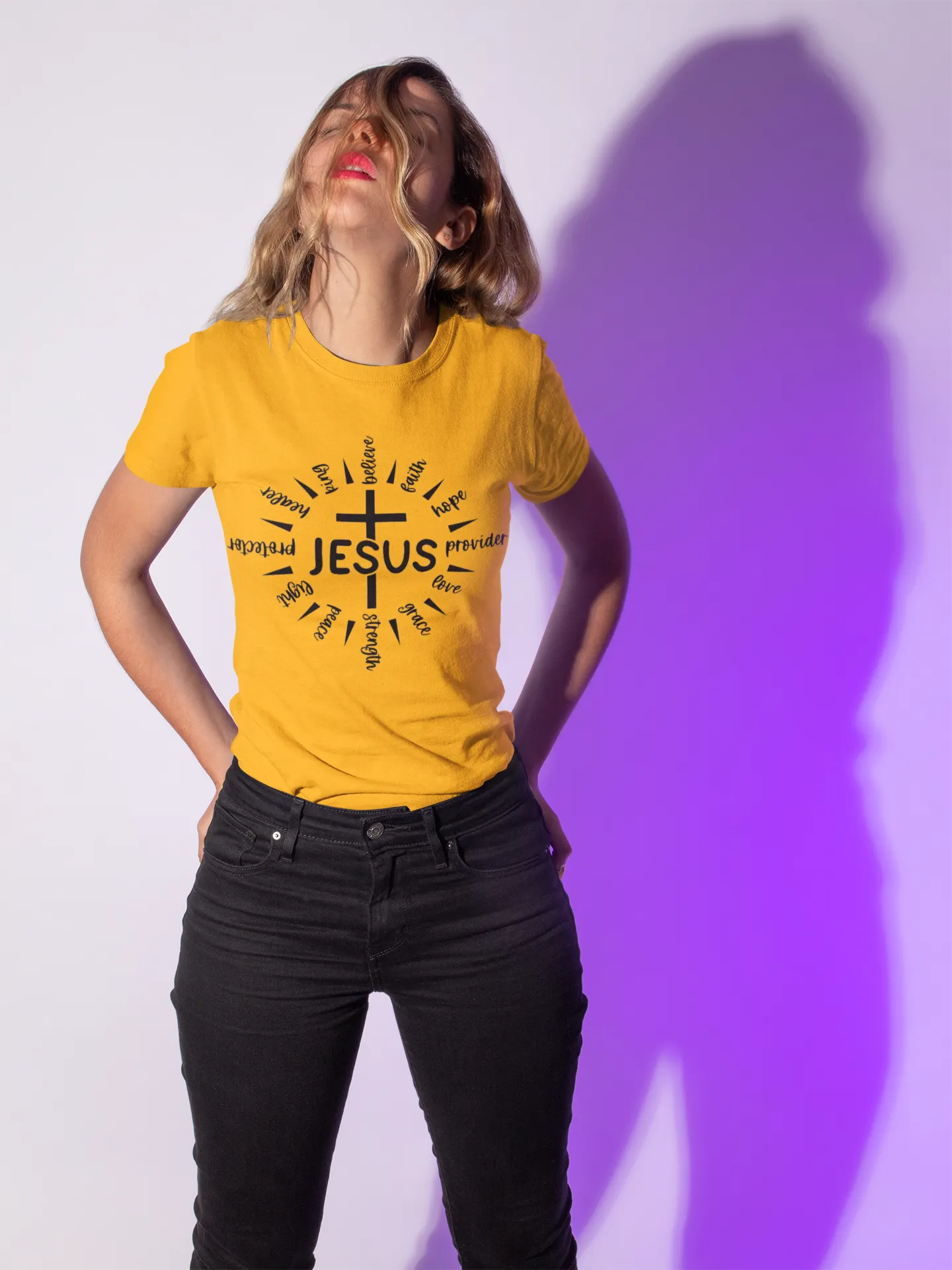 Jesus T-Shirt  Christian Faith Shirt with Cross Graphic | Scripture-Inspired Tee for Women