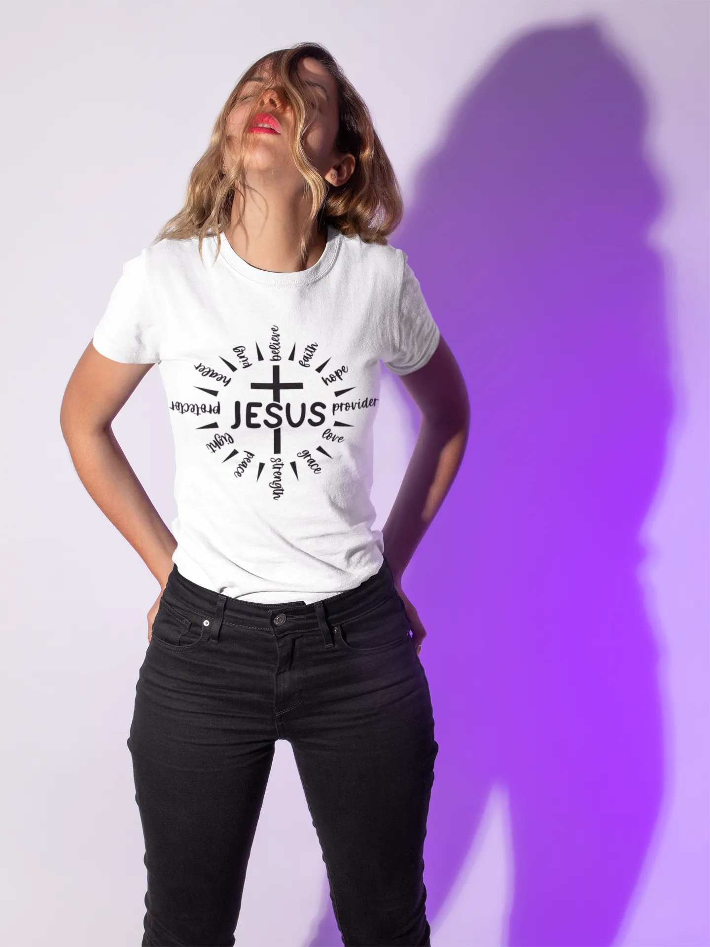 Jesus T-Shirt  Christian Faith Shirt with Cross Graphic | Scripture-Inspired Tee for Women
