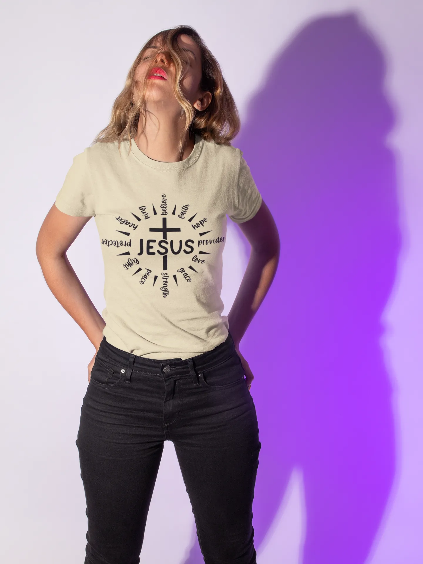 Jesus T-Shirt  Christian Faith Shirt with Cross Graphic | Scripture-Inspired Tee for Women