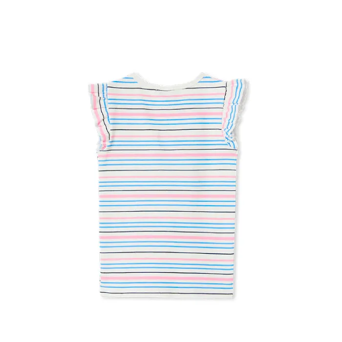 Milky Stripe Rib Tee - Pink