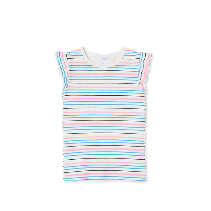Milky Stripe Rib Tee - Pink
