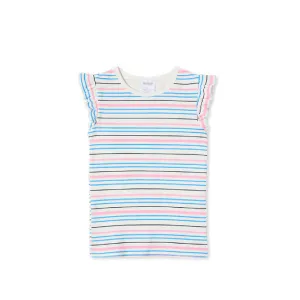 Milky Stripe Rib Tee - Pink