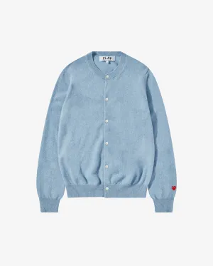 N091 UNISEX SMALL HEART CARDIGAN / LIGHT BLUE