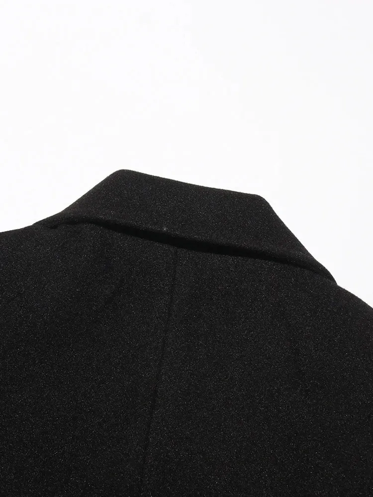 Patchwork Zipper Irregular Notched Collar Long Sleeve Jacket