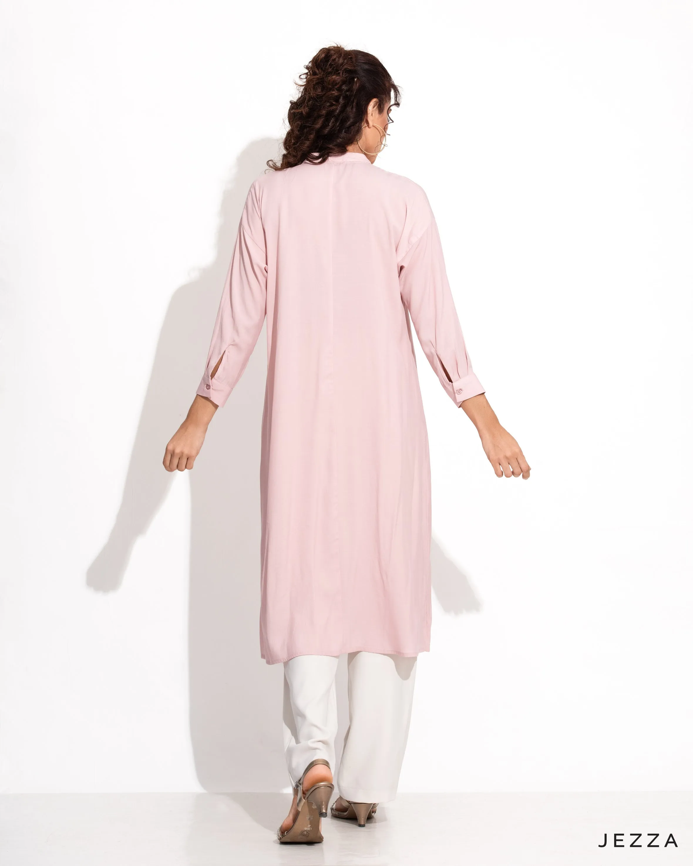 Polyester Below Knee Button Down Top 54281