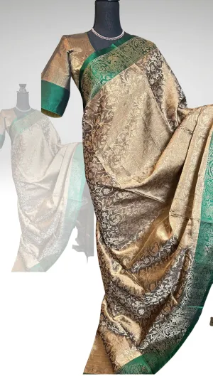 Pure Antique Tissue soft silk saree with stitched  blouse