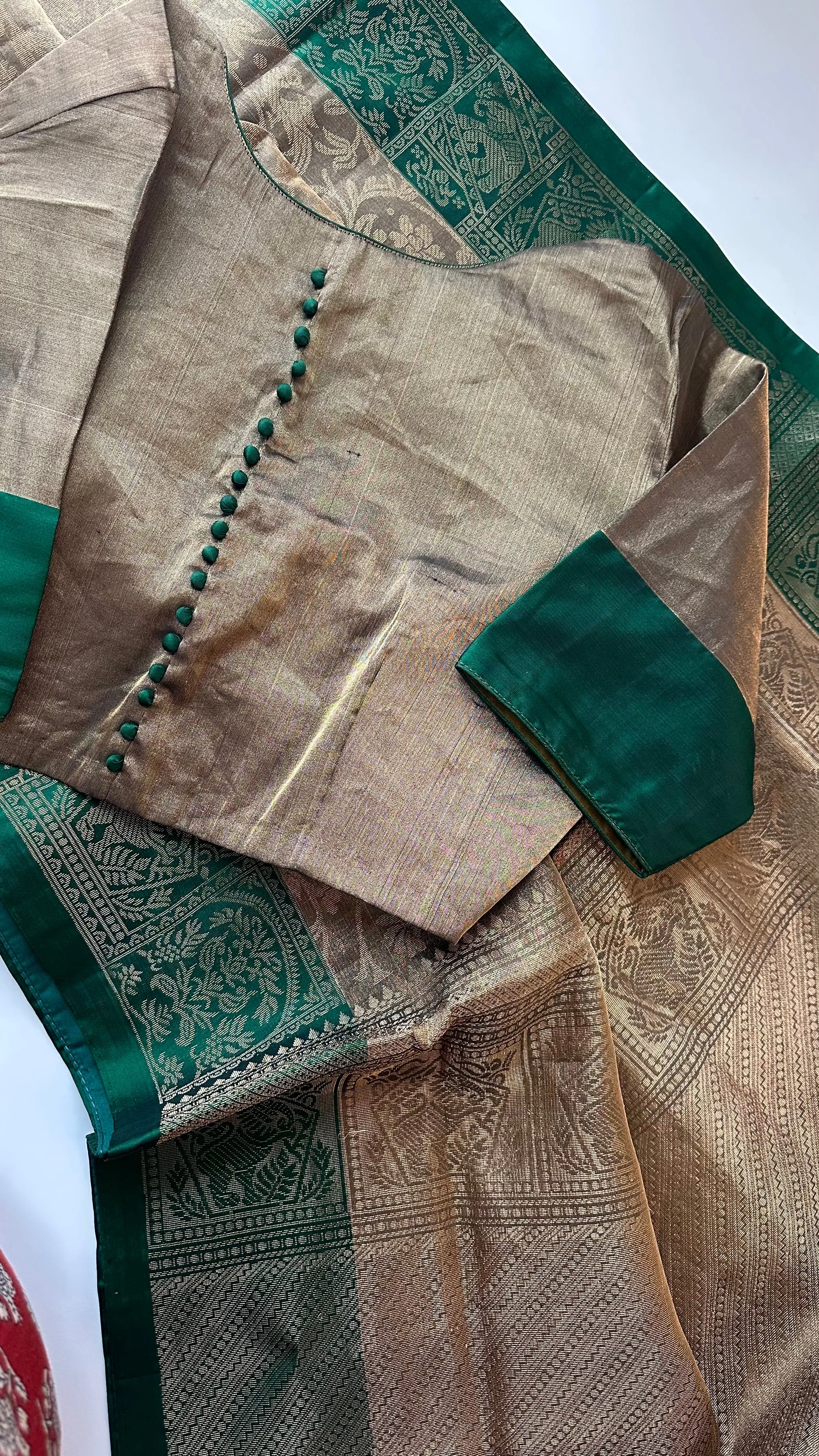 Pure Antique Tissue soft silk saree with stitched  blouse