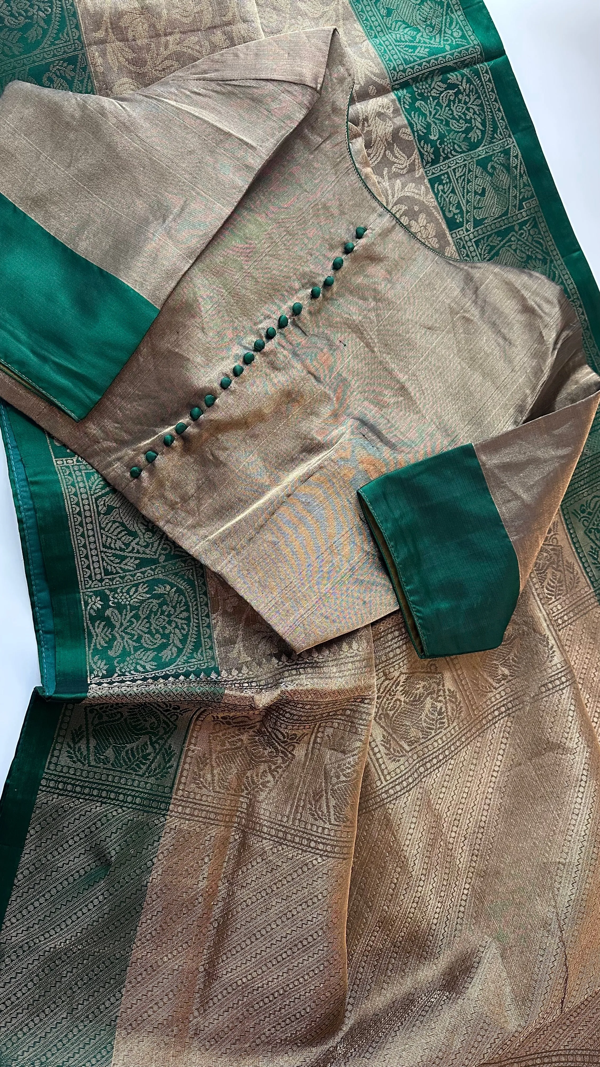 Pure Antique Tissue soft silk saree with stitched  blouse