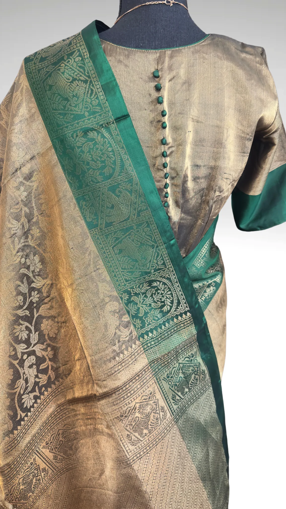 Pure Antique Tissue soft silk saree with stitched  blouse