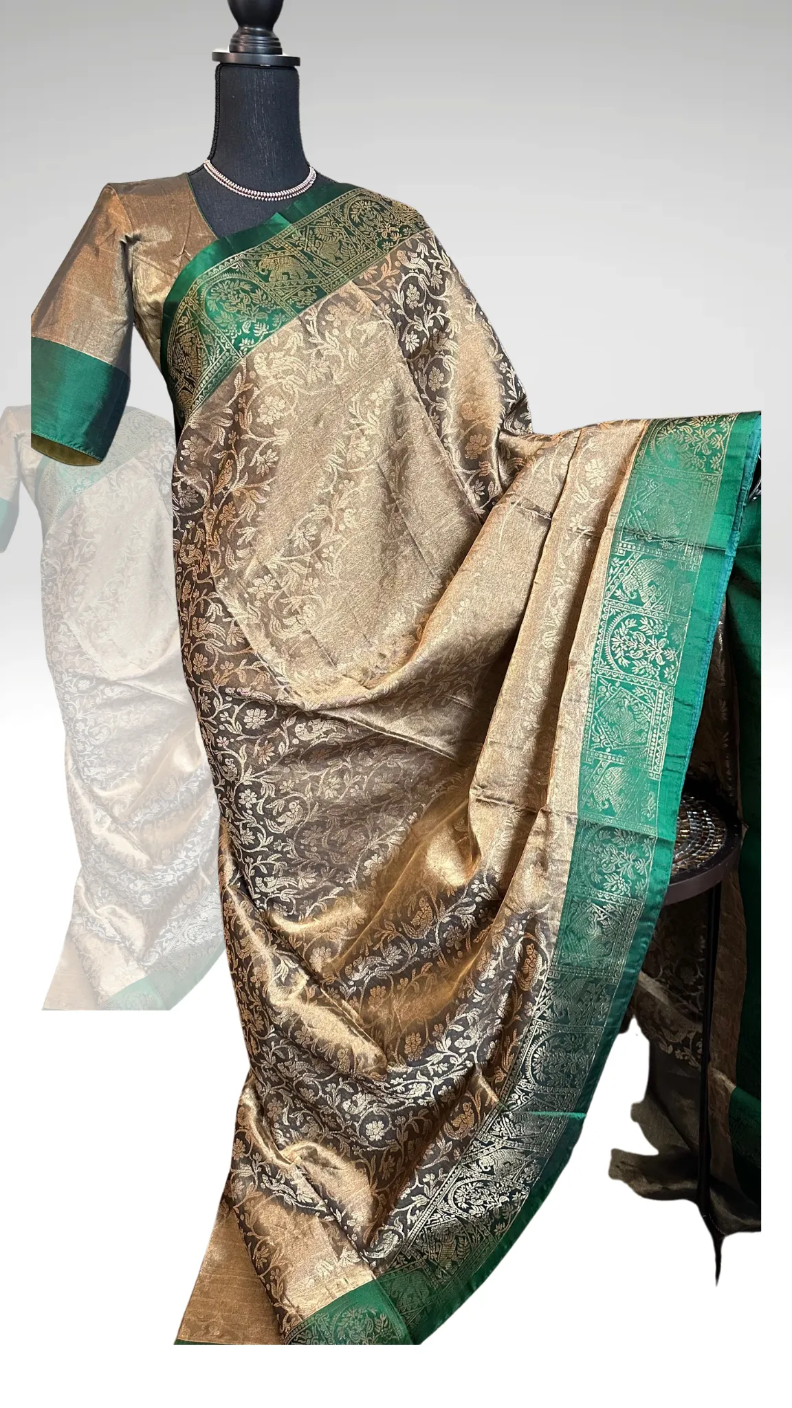 Pure Antique Tissue soft silk saree with stitched  blouse