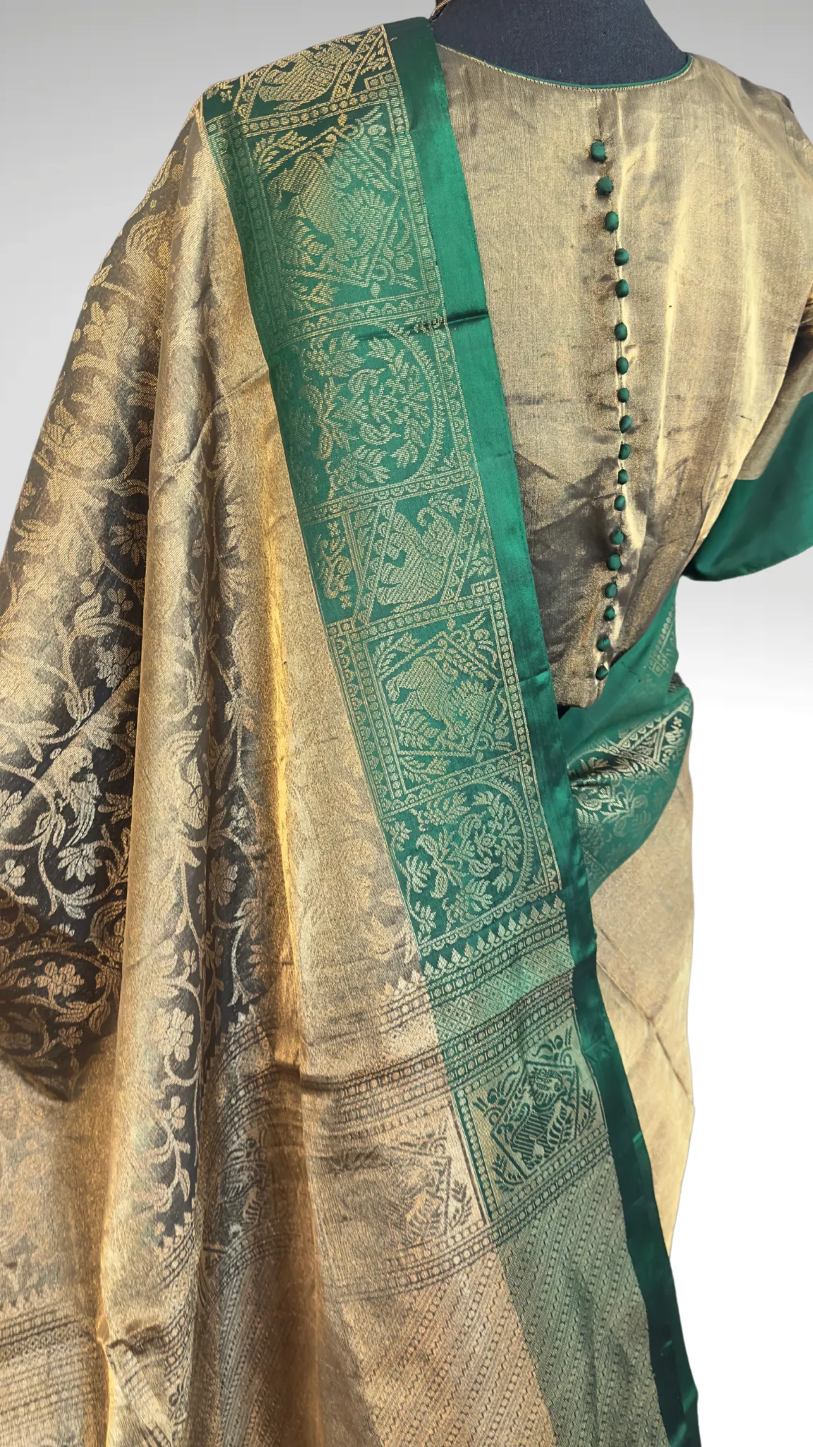 Pure Antique Tissue soft silk saree with stitched  blouse