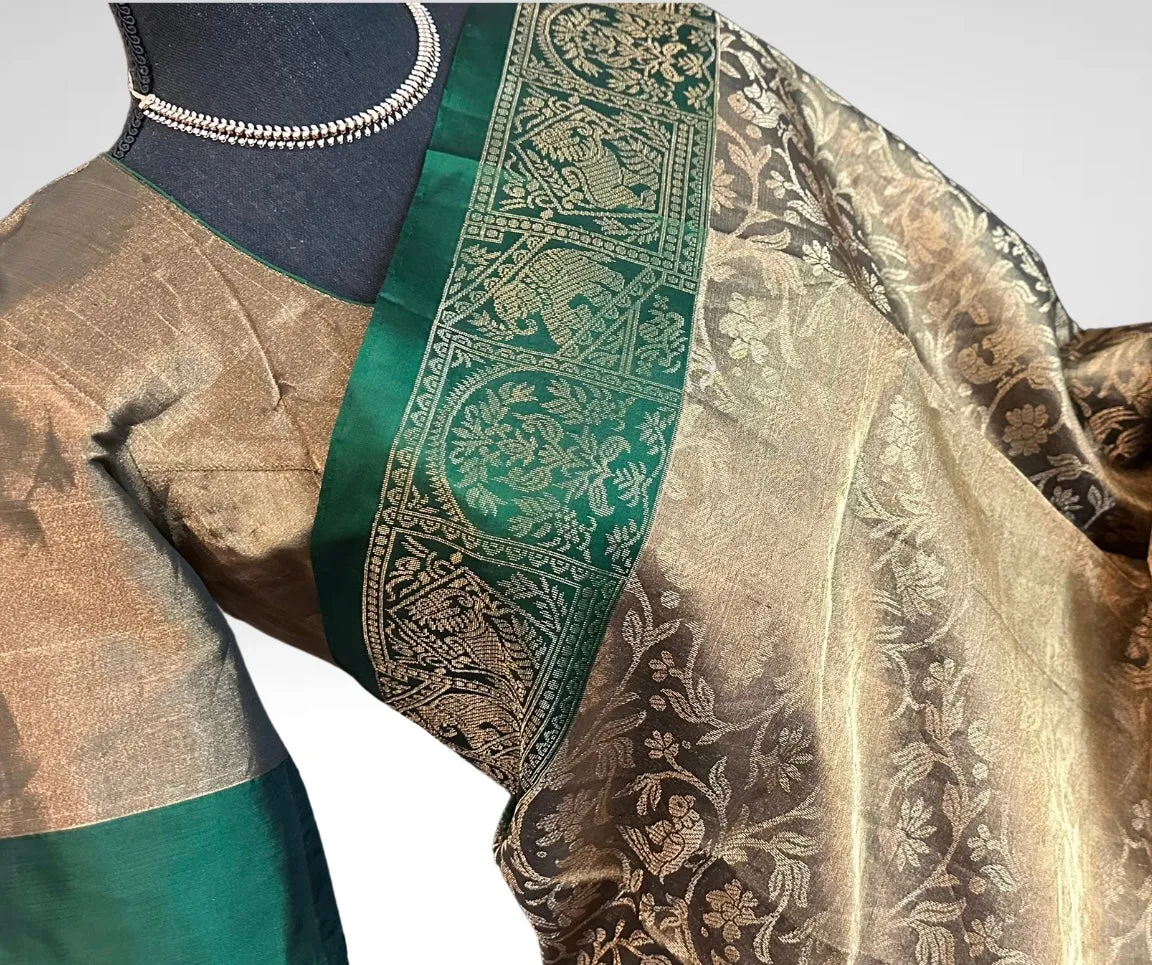 Pure Antique Tissue soft silk saree with stitched  blouse