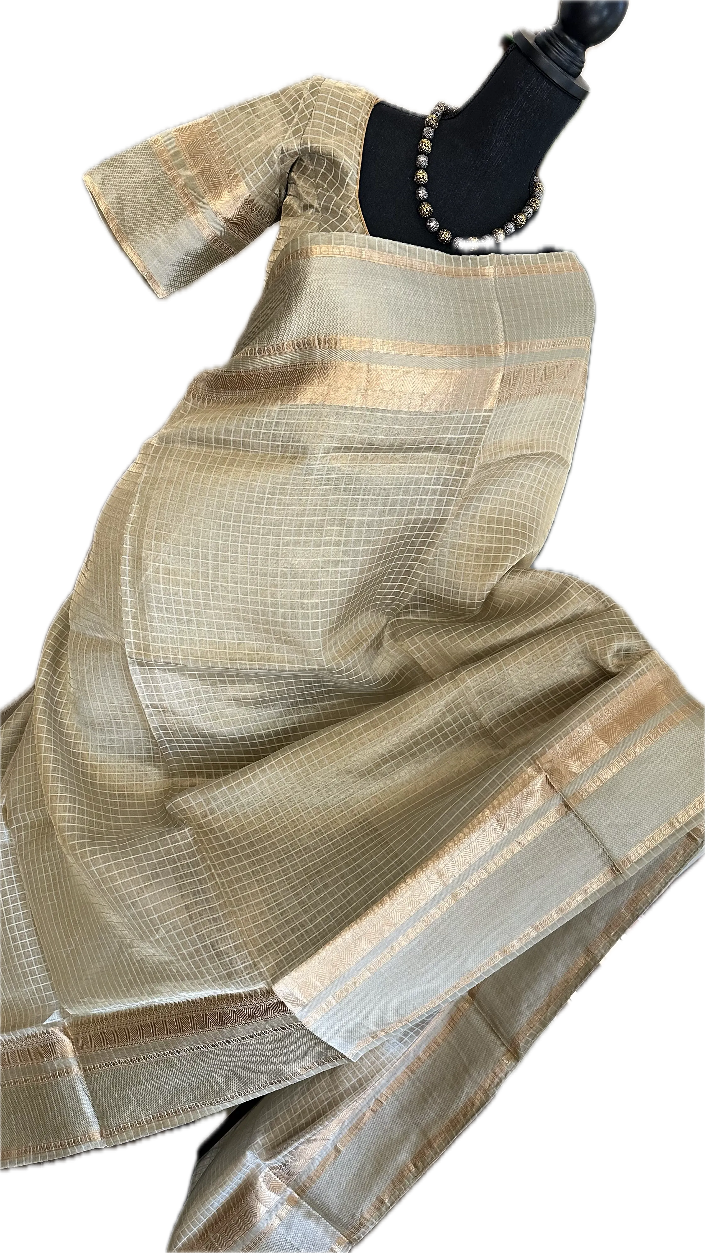 Pure Double Tissue beneras tan soft organza silk saree with blouse online shopping usa