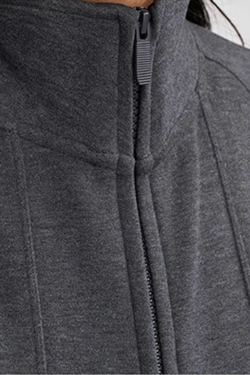 Soft Acetate-Cashmere Blend Double Zip Funnel Neck Sweatshirt with Thumb Holes