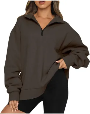 UOQAPRE Oversized Sweatshirt for Women Long Sleeve Womens Sweaters Half Zip Pullover Women Clothes for Girls Christmas