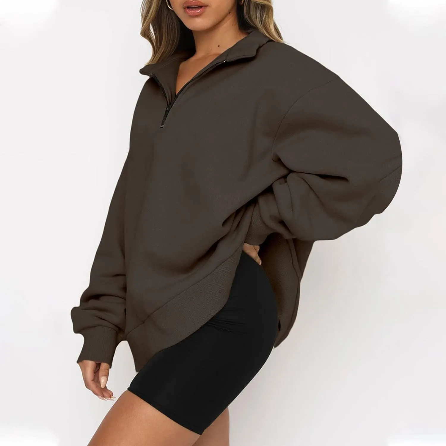 UOQAPRE Oversized Sweatshirt for Women Long Sleeve Womens Sweaters Half Zip Pullover Women Clothes for Girls Christmas