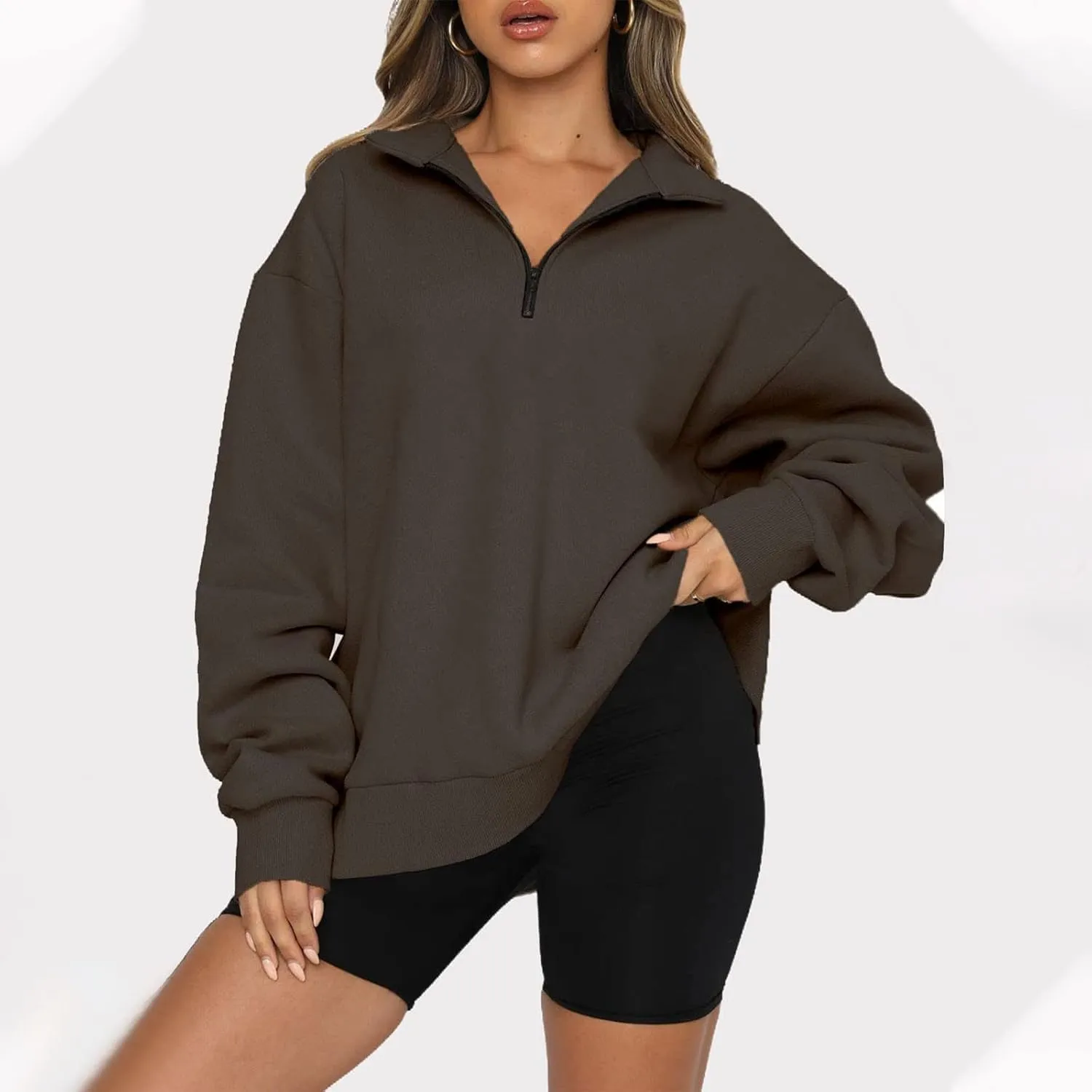 UOQAPRE Oversized Sweatshirt for Women Long Sleeve Womens Sweaters Half Zip Pullover Women Clothes for Girls Christmas