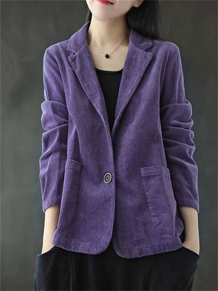 Women's Retro Fashion Corduroy Blazer Jackets
