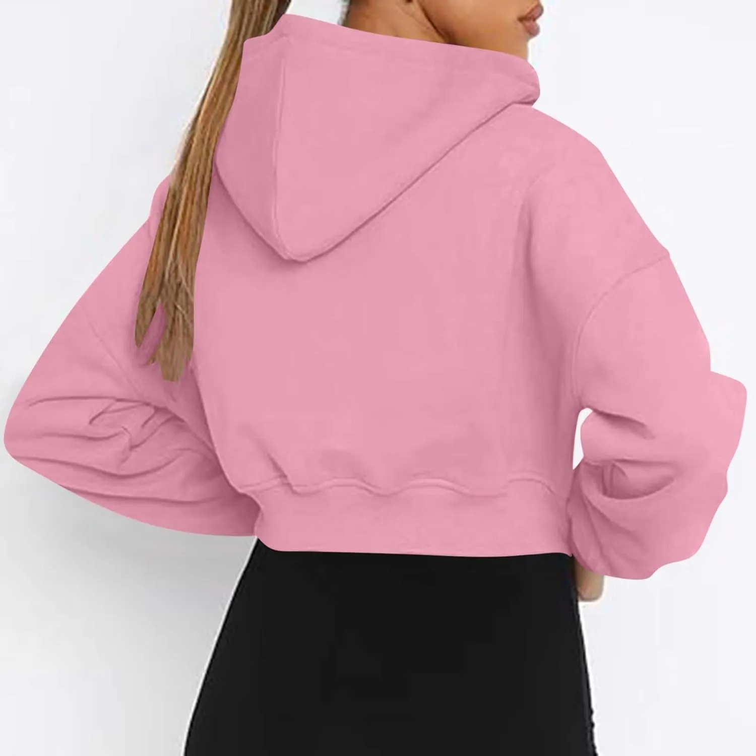 Womens Zip Up Cropped Sweatshirts Hoodie Long Sleeve Jacket Trendy Y2K Crop Tops 2024 Fashion Outfits Clothing