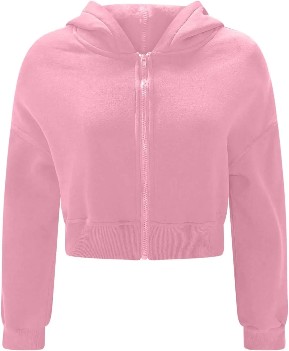 Womens Zip Up Cropped Sweatshirts Hoodie Long Sleeve Jacket Trendy Y2K Crop Tops 2024 Fashion Outfits Clothing